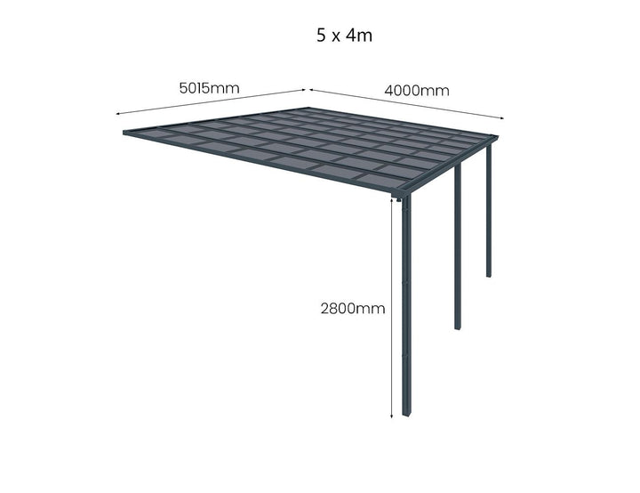 Urban Wall Mounted Patio Cover Collection, Size: 3 x 3m, Colour: White / Light Grey