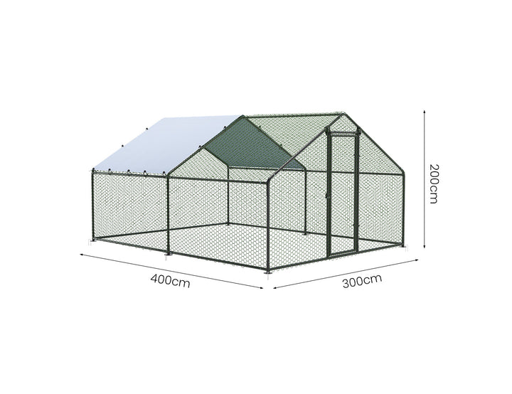 Outdoor Chicken Run With One Cover - 300x400x200cm, Upgraded Frame for Extended Durability, ,