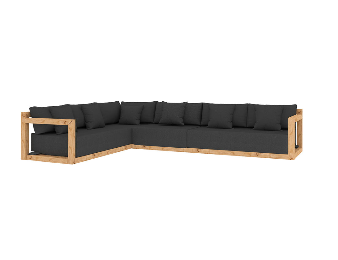 Ibis Outdoor Teak Corner Sofa Set - 6 Seat