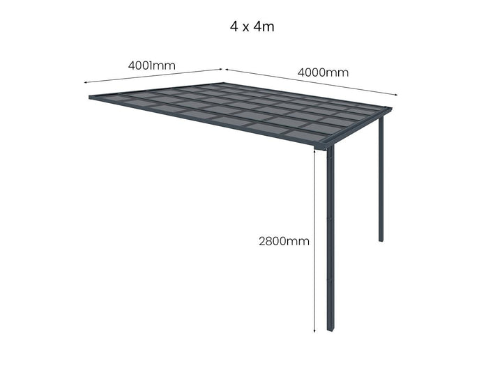 Urban Wall Mounted Patio Cover Collection, Size: 3 x 3m, Colour: White / Light Grey