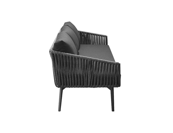 Kereru Aluminium and Rope Outdoor 3 Seater Sofa, Colour: Grey,