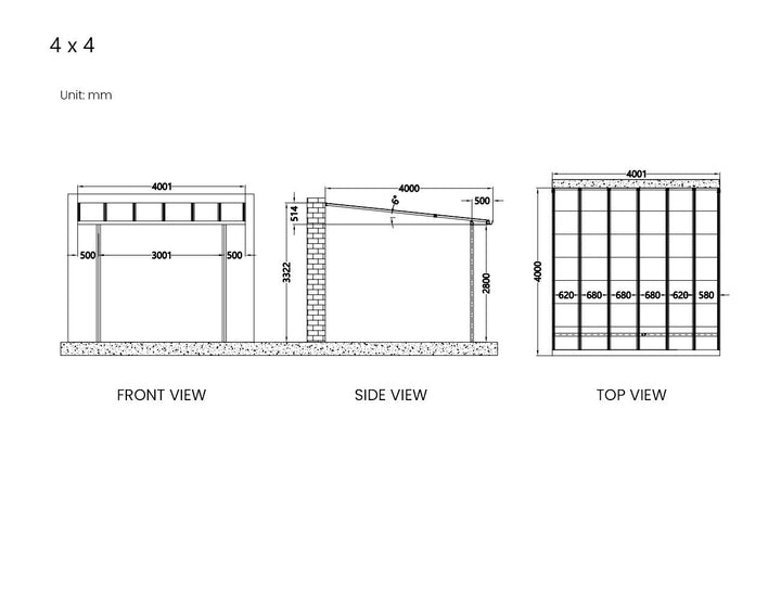 Urban Premier Patio Cover, Size: 4 x 4m, Colour: Grey / Light Grey
