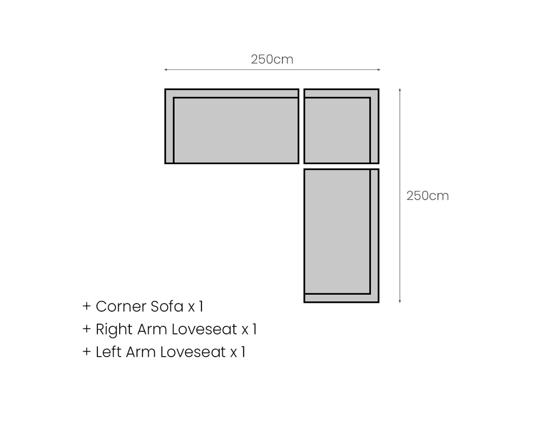 Ibis 2.0 Oversized Outdoor Corner Sofa, Colour: Grey Frame / Grey Fabric,
