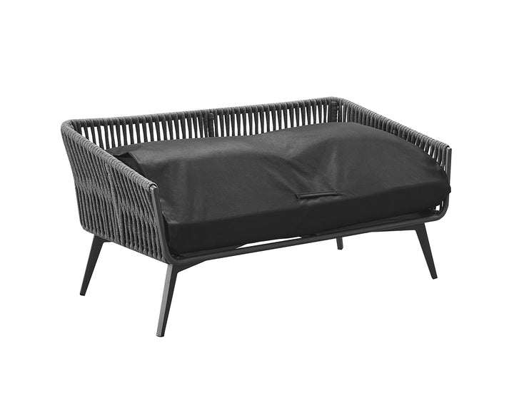 Kereru Aluminium and Rope Outdoor Loveseat, Colour: Grey,