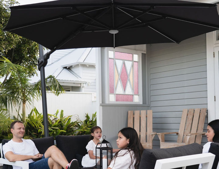 Alabaster 3m Round Cantilever Umbrella, Colour: Dark Grey,