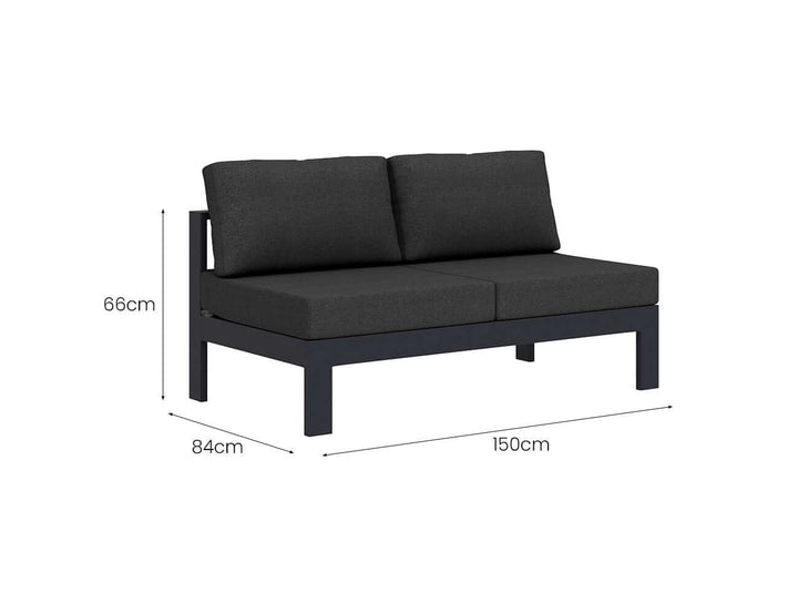 Sandpiper 2.0 Outdoor Armless Loveseat, Colour: Grey,