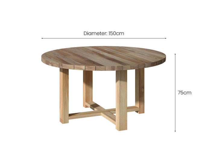 Oasis Teak Round Dining Table 150cm, ,