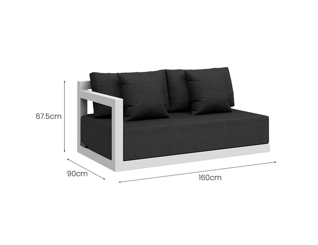 Ibis 2.0 Oversized Outdoor Right Sofa White Frame Grey Fabric