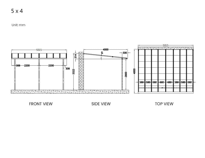 Urban Premier Patio Cover, Size: 4 x 4m, Colour: Grey / Light Grey