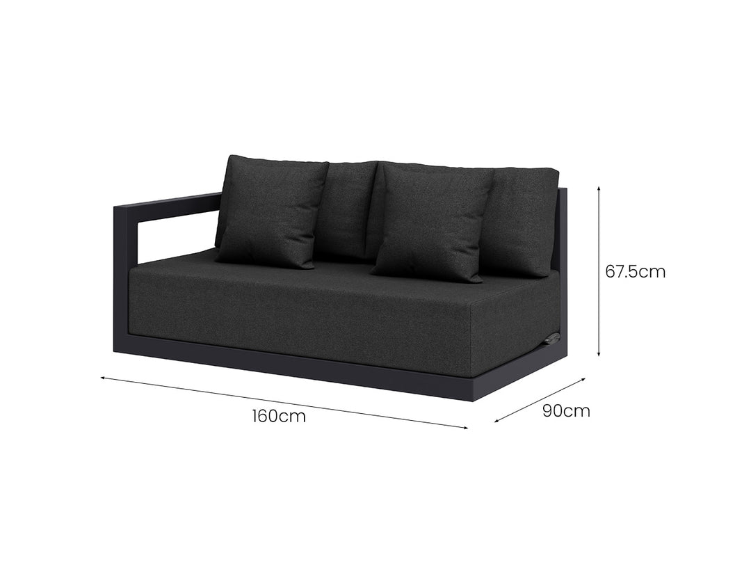 Ibis 2.0 Oversized Outdoor Right Sofa, Colour: Grey Frame / Grey Fabric,