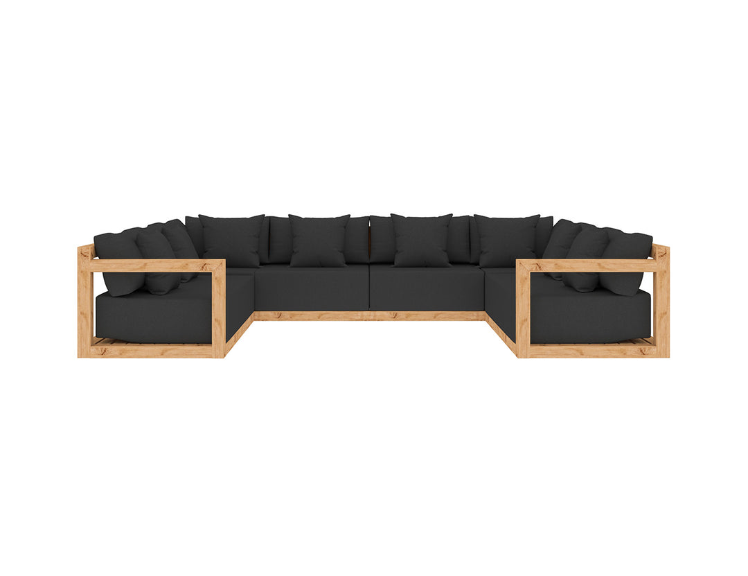 Ibis Outdoor Teak Corner Sofa Sectional U-Shape Set - 8 Seat