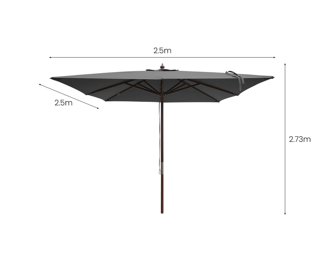 Amazon 2.5m Square Market Umbrella, Colour: Dark Grey,