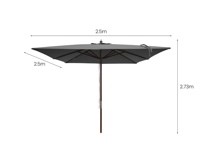 Amazon 2.5m Square Market Umbrella, Colour: Dark Grey,