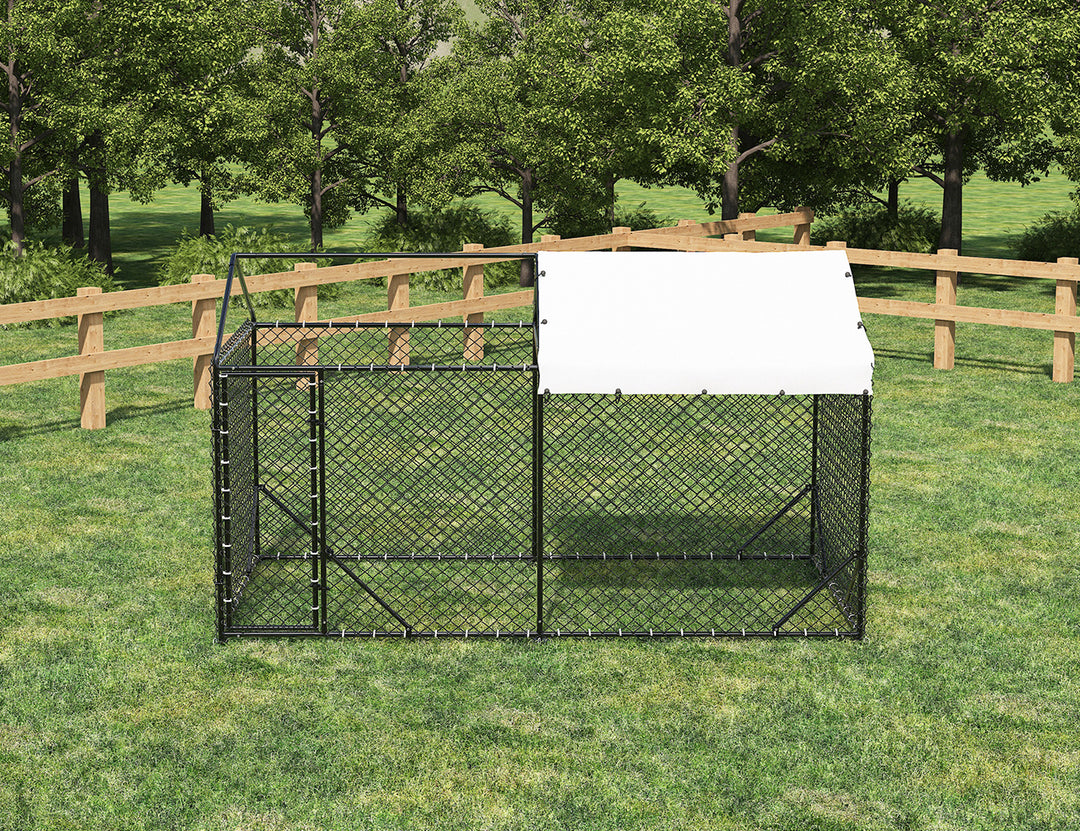 Outdoor Dog Run With One Cover - 196x389x230cm, Upgraded Mesh and Frame for Extended Durability, ,