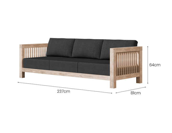 Cardrona Teak Three Seater Sofa, ,