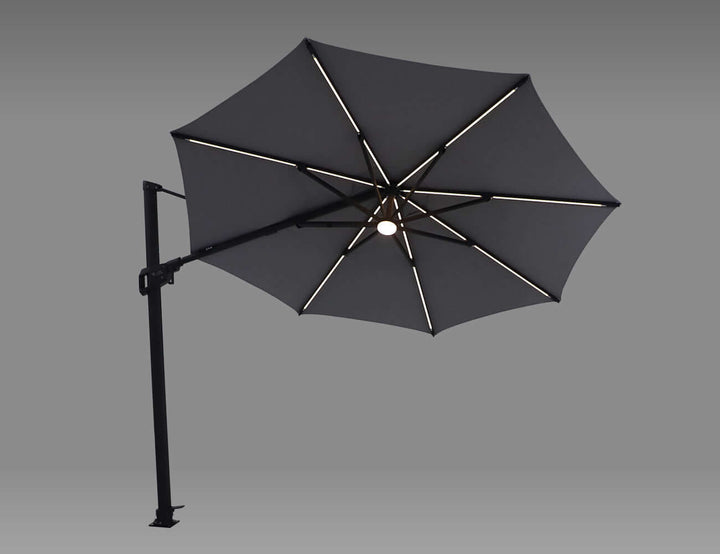 Alabaster 3m Round Cantilever Umbrella, Colour: Dark Grey,