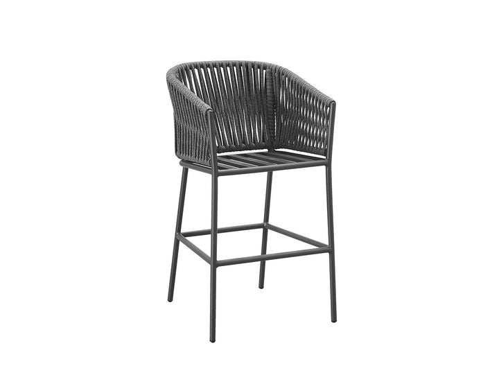 Kereru Aluminium and Rope Outdoor Bar Chair, Colour: Grey,