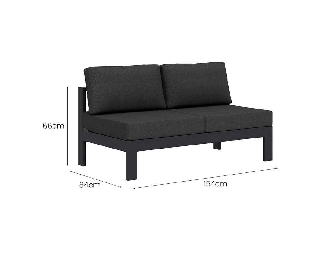 Sandpiper 2.0 Outdoor Armless Loveseat, Colour: Grey,