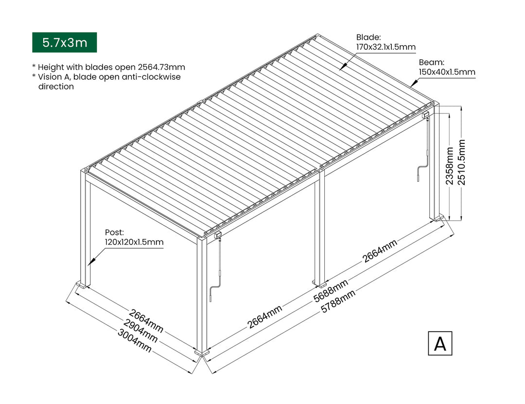 Baltic Manual Freestanding Louvre Roof Aluminium Pergola, Size: 2 x 2m, Colour: White