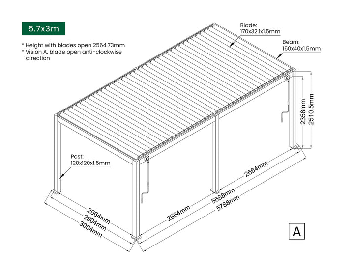 Baltic Manual Freestanding Louvre Roof Aluminium Pergola, Size: 2 x 2m, Colour: White