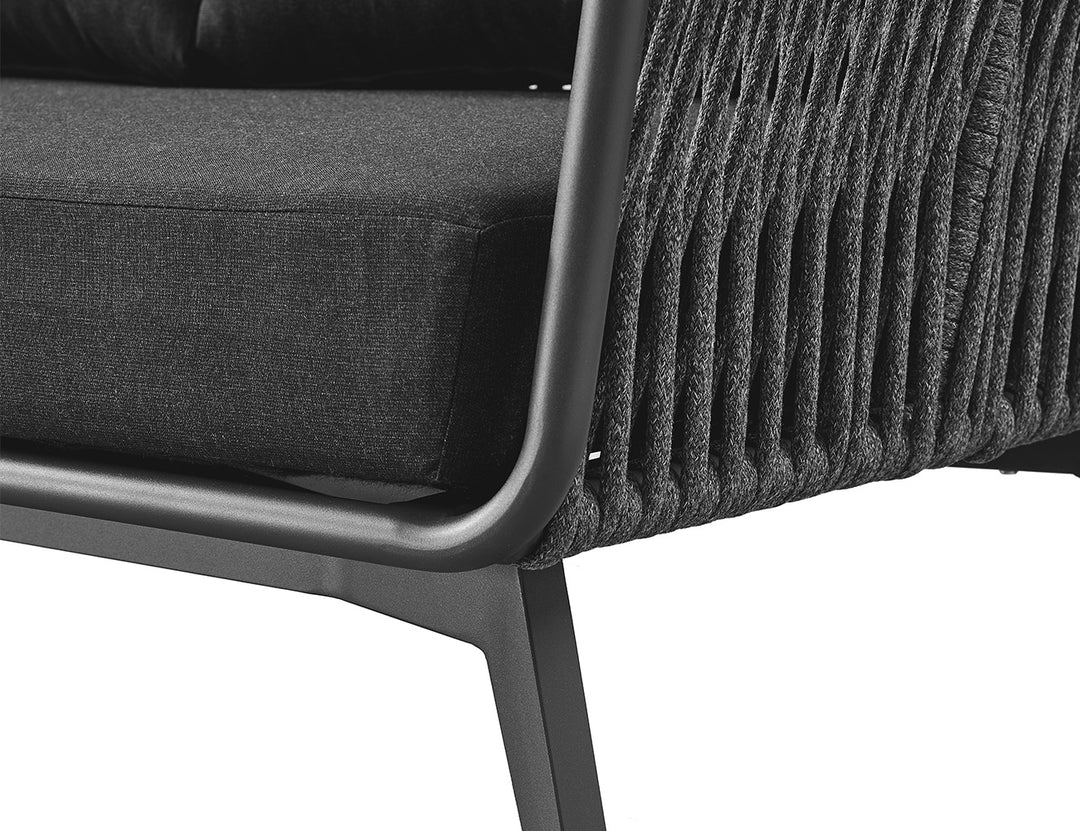Kereru Aluminium and Rope Outdoor Armchair, Colour: Grey,