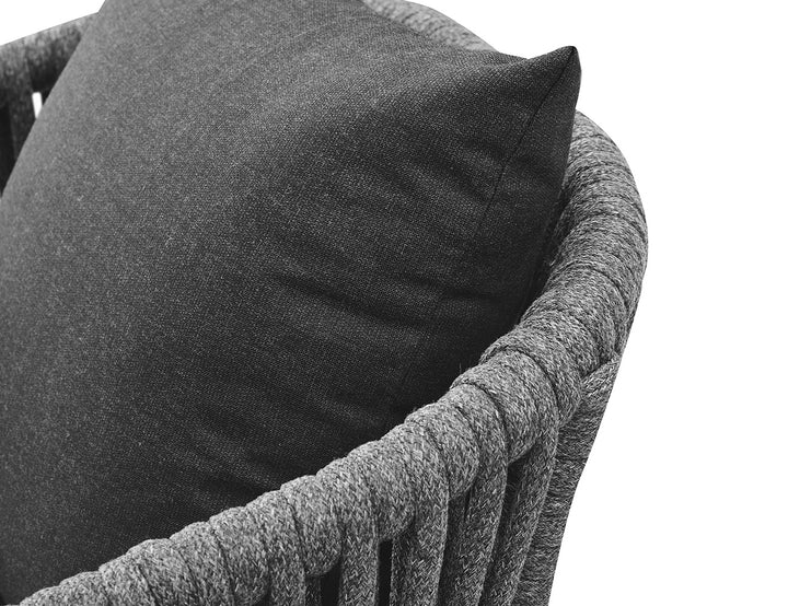 Kereru Aluminium and Rope Outdoor Dining Chair, Colour: Grey,