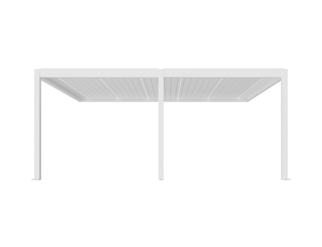 Caribbean Motorised Wall Mounted Louvre Roof Aluminium Pergola, Size: 5.9 x 3.9m, Colour: White