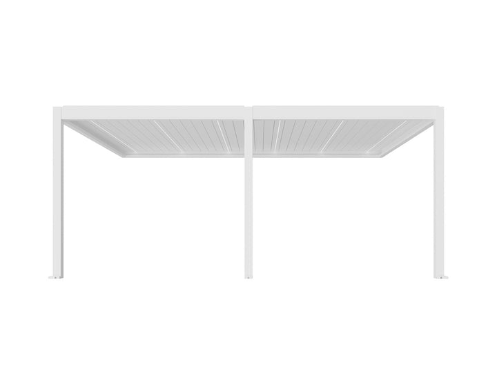 Caribbean Motorised Wall Mounted Louvre Roof Aluminium Pergola, Size: 5.9 x 3.9m, Colour: White