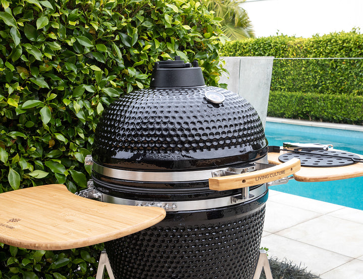 21-Inch Kamado Ceramic Charcoal Grill With Bonus Accessory Pack, Colour: Black,