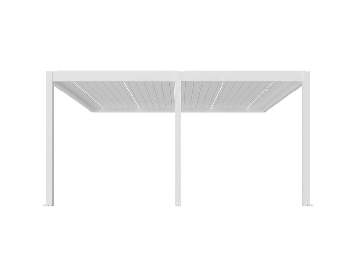 Caribbean Motorised Wall Mounted Louvre Roof Aluminium Pergola, Size: 4 x 3.9m, Colour: Black