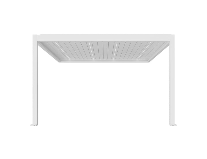 Caribbean Motorised Wall Mounted Louvre Roof Aluminium Pergola, Size: 4 x 3.9m, Colour: White