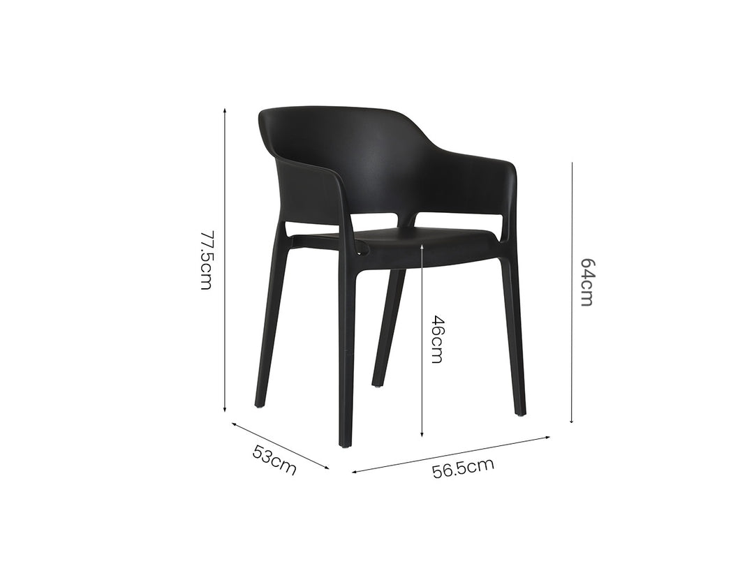 Anna Outdoor Patio Dining Armchair, Colour: Black,
