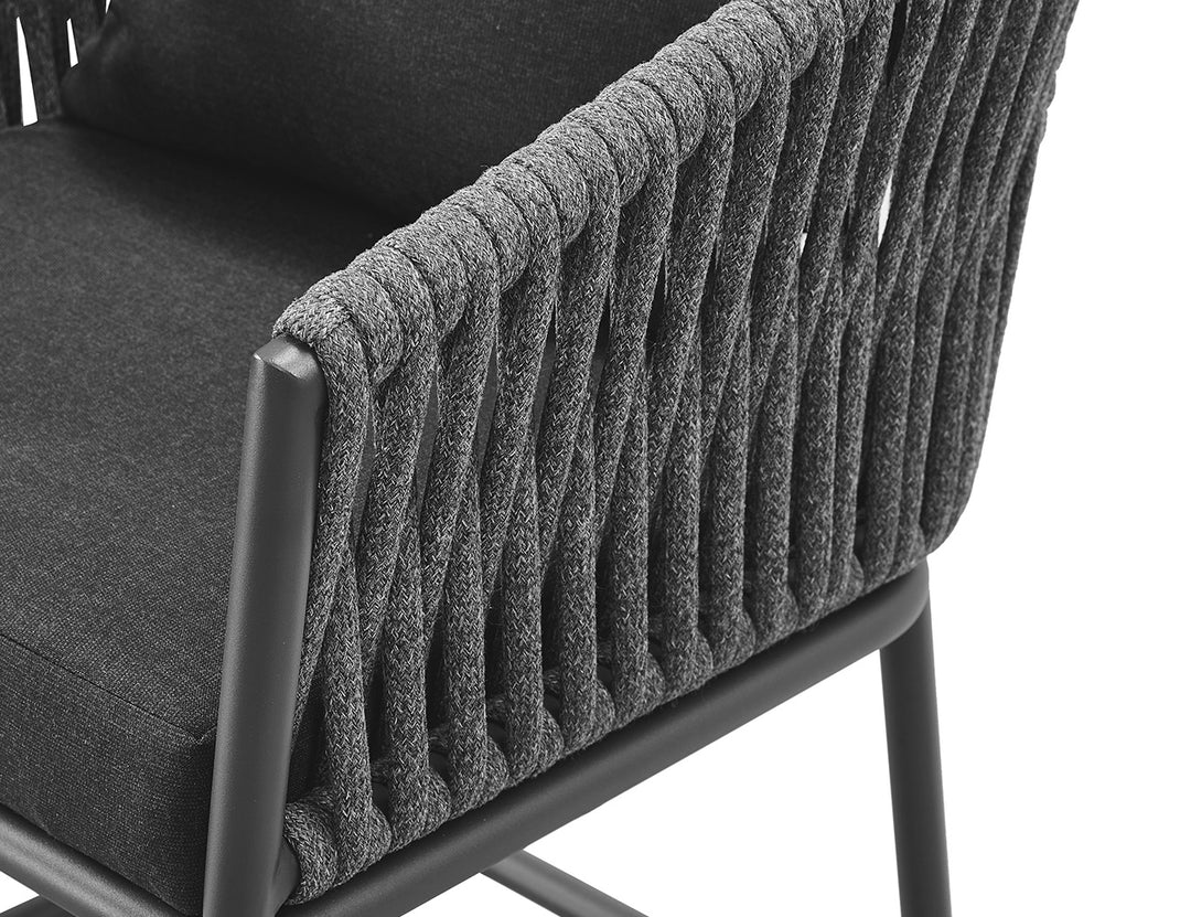 Kereru Aluminium and Rope Outdoor Bar Chair, Colour: Grey,