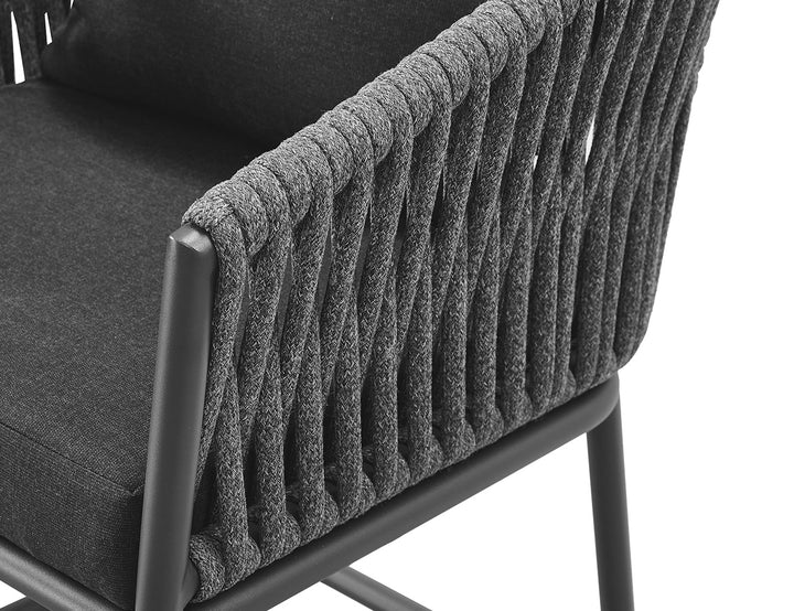 Kereru Aluminium and Rope Outdoor Bar Chair, Colour: Grey,
