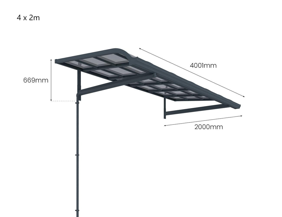 Country Window / Door Awning Canopy Collection, Size: 2 x 1.5m, Colour: Grey