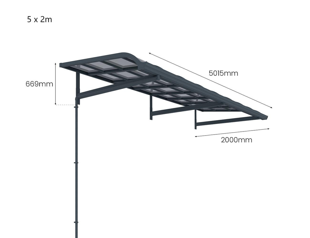 Country Window / Door Awning Canopy Collection, Size: 2 x 1.5m, Colour: Grey