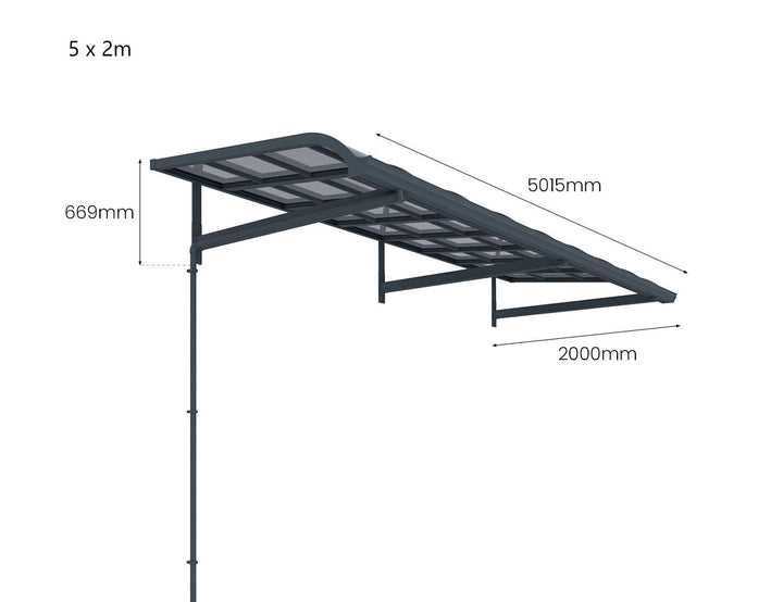 Country Window / Door Awning Canopy Collection, Size: 2 x 1.5m, Colour: Grey