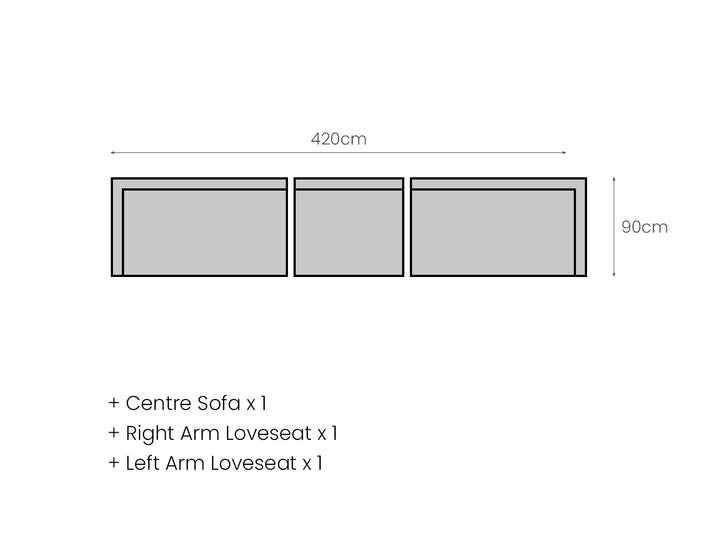 Ibis 2.0 Oversized Outdoor Right Sofa, Colour: Grey Frame / Grey Fabric,