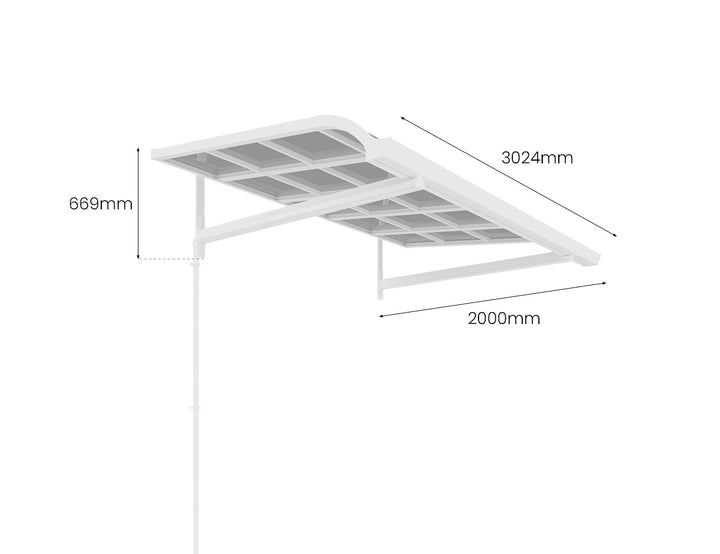 Country Window / Door Awning Canopy Collection, Size: 2 x 1.5m, Colour: White