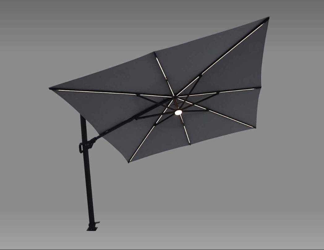 Alabaster 3m Square Cantilever Umbrella, Colour: Dark Grey,