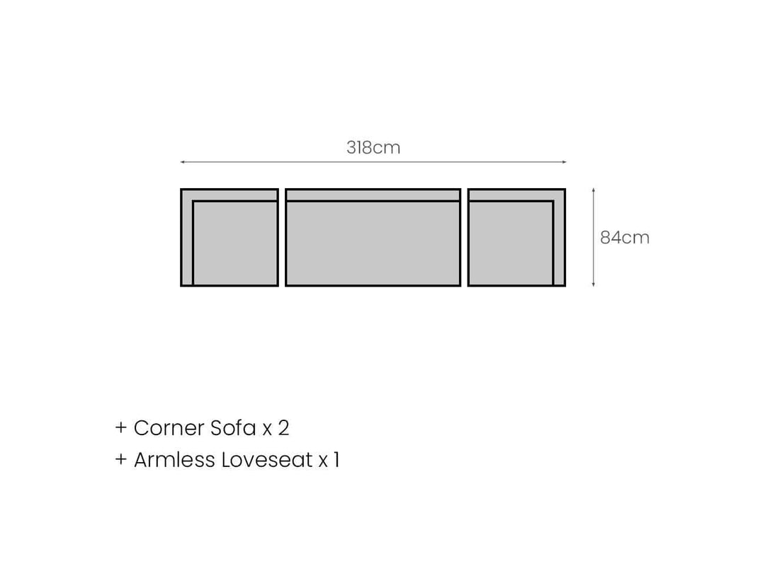 Sandpiper 2.0 Outdoor Armless Loveseat, Colour: Grey,