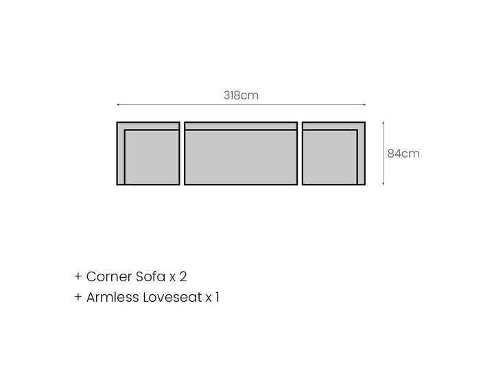Sandpiper 2.0 Outdoor Armless Loveseat, Colour: Grey,