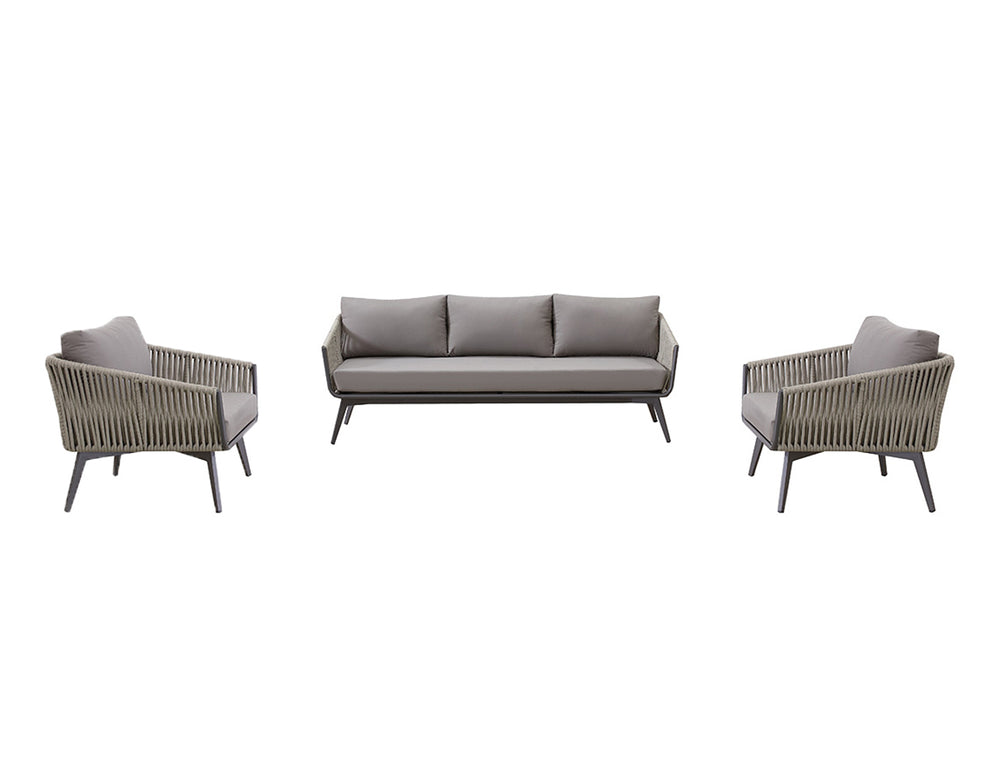 Kereru Aluminium and Rope Outdoor Sofa Set, Colour: Taupe,