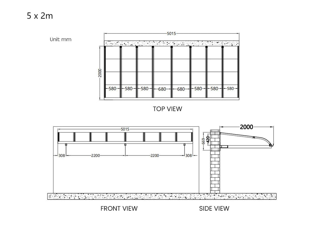 Country Window / Door Awning Canopy Collection, Size: 2 x 1.5m, Colour: Grey
