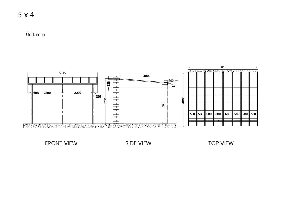 Country Premier Patio Cover, Size: 4 x 4m, Colour: Grey / Light Grey