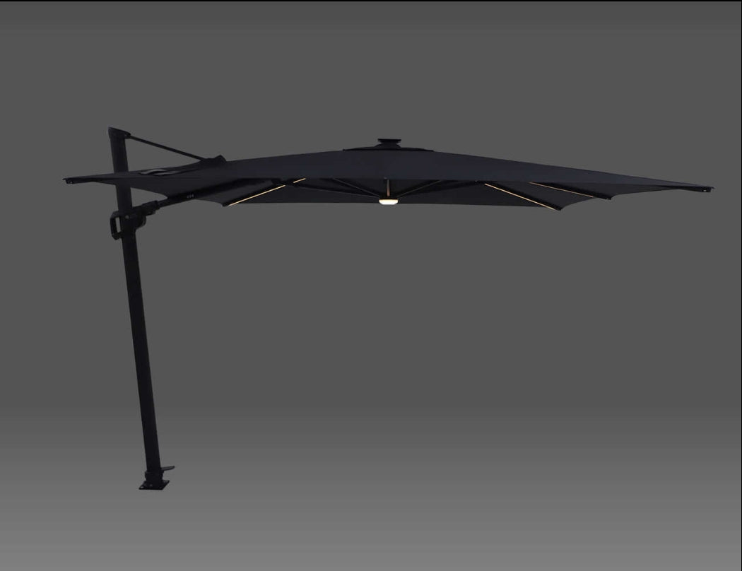 Alabaster 3m Square Cantilever Umbrella, Colour: Dark Grey,