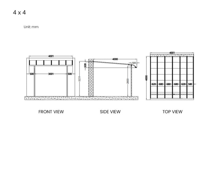 Country Premier Patio Cover, Size: 4 x 4m, Colour: Grey / Light Grey