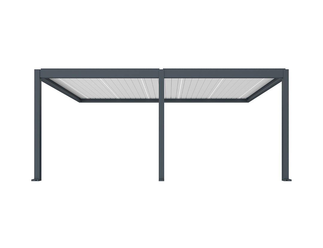 Caribbean Motorised Wall Mounted Louvre Roof Aluminium Pergola, Size: 5.9 x 3.9m, Colour: Charcoal / White