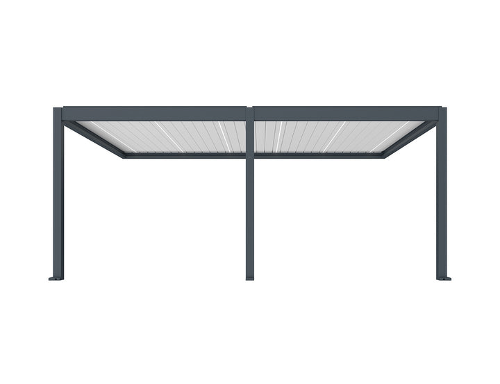 Caribbean Motorised Wall Mounted Louvre Roof Aluminium Pergola, Size: 5.9 x 3.9m, Colour: Charcoal / White