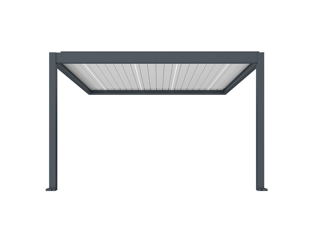 Caribbean Motorised Wall Mounted Louvre Roof Aluminium Pergola, Size: 4 x 3.9m, Colour: Charcoal / White